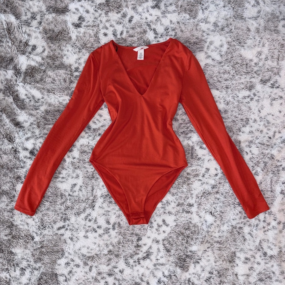 Red Long Sleeve Bodysuit